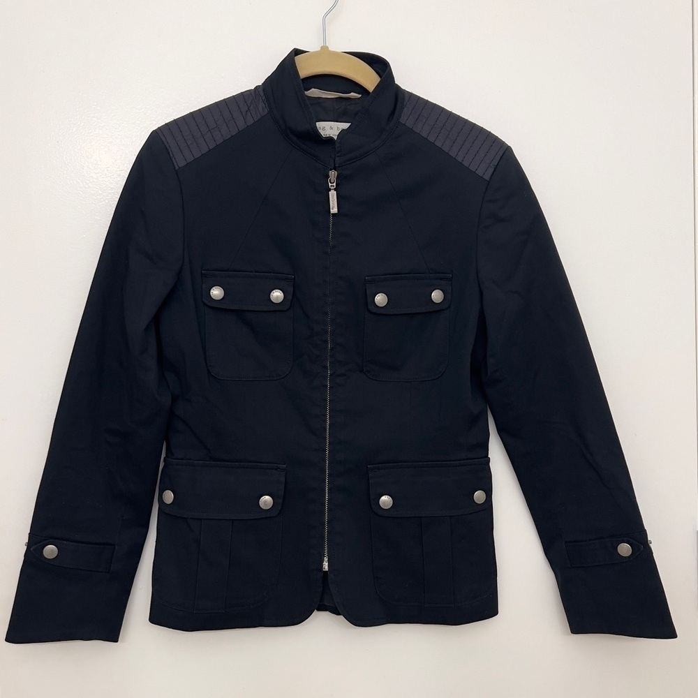 Rag & Bone Full Zip Mock Neck Utility Jacket Black Size 0​​